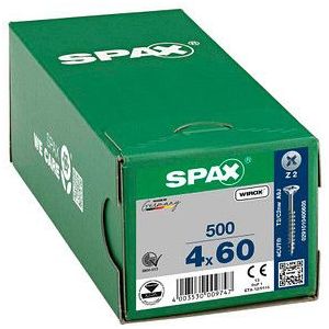 Spax universele schroeven platkop deeldraad 4x60mm PZ2* (500 Stuks)