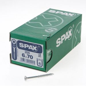 Spax deeldraad universeelschroef platkop 6x70mm PZ (200 Stuks)