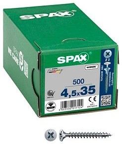 SPAX - Universele Schroef - WIROX A3J - 4,5 x 35 mm - 500 Stuks - Kruiskop Z2 - Volledige Schroefdraad