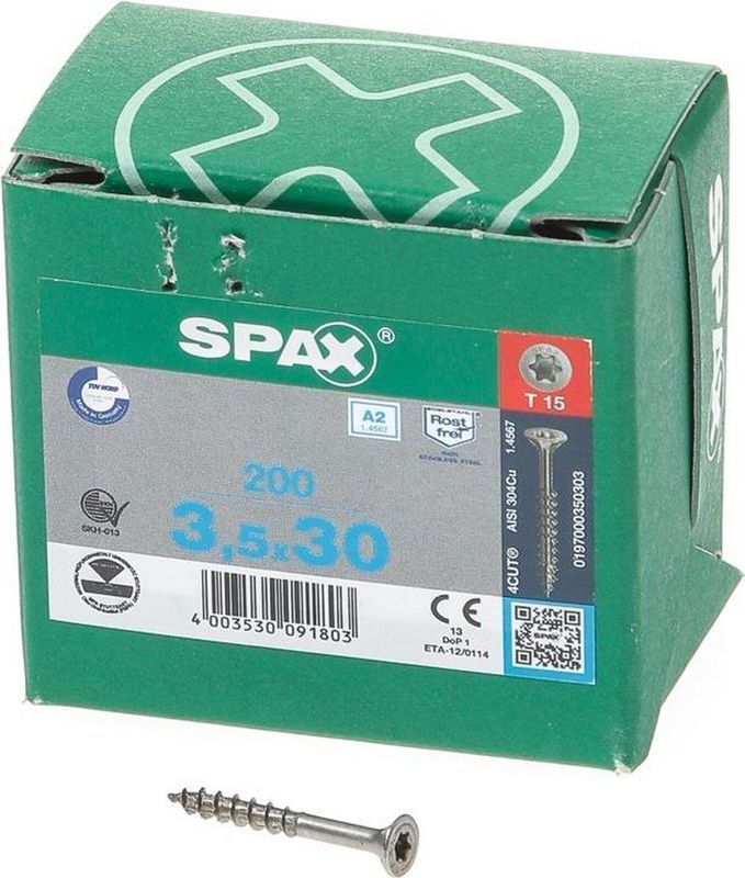 Spax Spaanplaatschroef RVS Torx x stuks