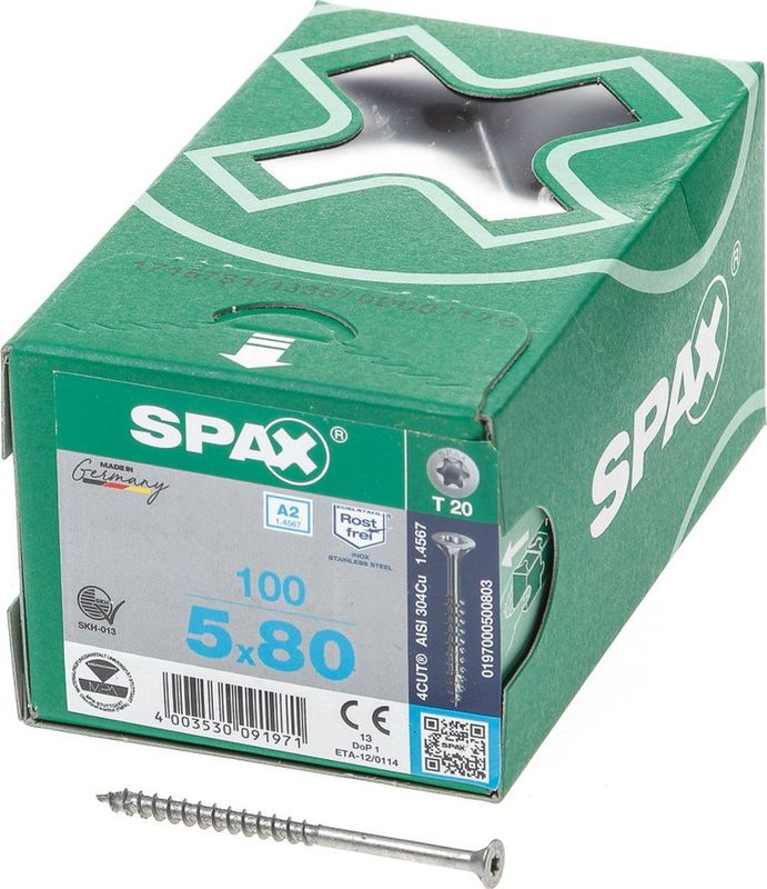 Spax Spaanplaatschroef RVS Torx x stuks