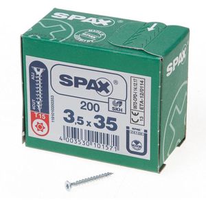 SPAX SPAX Seko-T 1191010350353 Houtschroef 3.5 Mm 35 Mm Tor - Binnen-T Staal Galvanisch Verzinkt 200 Stuk(s)