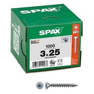 Spax T-star spaanplaatschroef vz pk 3.0x25mm T10