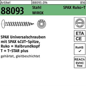 Spax Spaanplaatschroef cilinderkop verzinkt T-Star T15 3.5x16mm (per 1000 stuks)