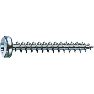 SPAX 201010500205 Universal, halfronde kop, T-STAR plus, 4CUT, volledige schroefdraad, galvanisch blank verzinkt, A2J, (5,0 x 20 mm, 1000 stuks)