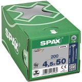 SPAX 191010450503 Universele schroef, Verzonken kop, 4.5 x 50, Deeldraad, T-STAR plus TX20 - WIROX - 200 stuks