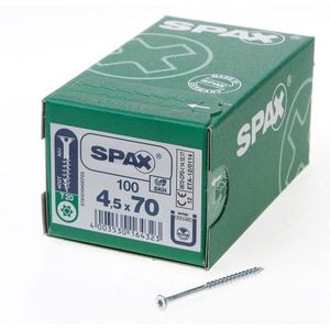 SPAX 191010450703 4,5 x 70 Torx 20 Wirox met beoordeling/kleine verpakking inhoud schroeven met T-Star Plus verzonken kop, gedeeltelijke schroefdraad, 4,5 x 70, galv, 100 stuks, blank verzinkt, 4,5 x