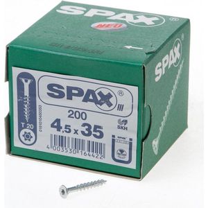 SPAX 2147483647 4.5X 35 Torx 20 Wirox met beoordeling/kleine verpakking inhoud schroeven met T-Star Plus verzonken kop, gedeeltelijke schroefdraad, 4,5 x 35, galv, 200 stuks, blank verzinkt, 4,5 x 35