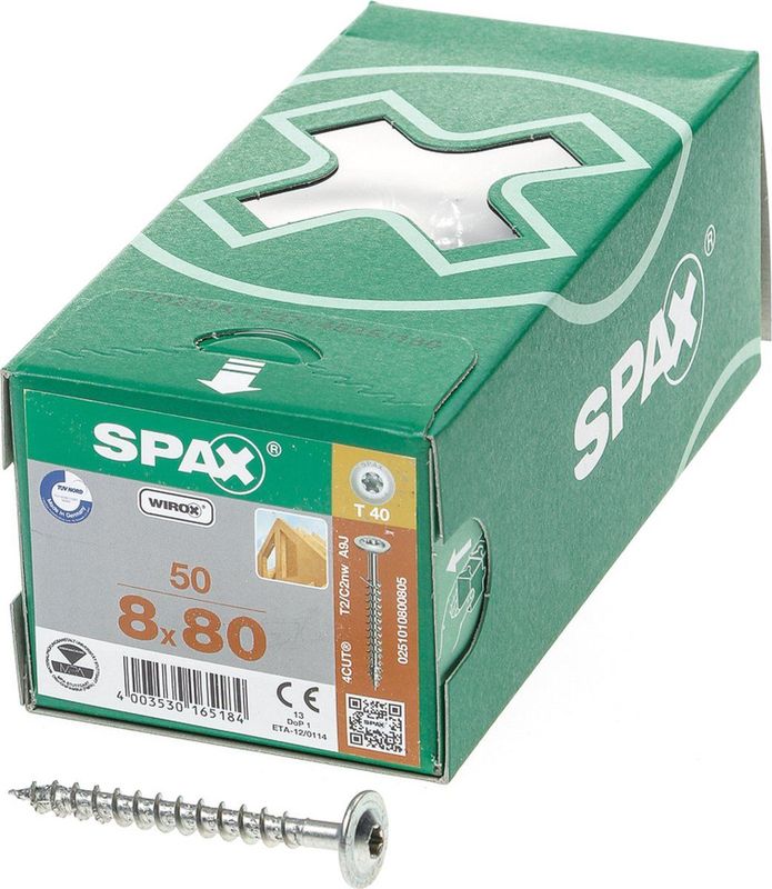 SPAX 251010800805 Riembouten 8 Mm 80 Mm T-profiel Staal Gehard 50 Stuk(s)
