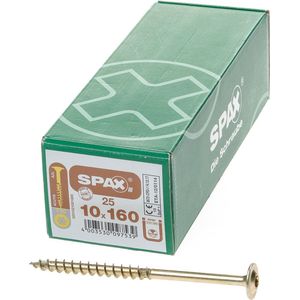 SPAX Houtbouwschroef, 10,0 x 160 mm, 25 stuks, T-STAR plus, platte kop, gedeeltelijke schroefdraad, 4CUT, WIROX A3J, 251011001605