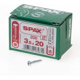 SPAX - Halfronde Kop - T-STAR Plus - 4CUT - Volledige Schroefdraad - Galvanisch Blank Verzinkt - 3,5 x 20 mm - 1000 Stuks