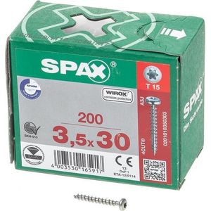 SPAX 2147483647 universeel, halfronde kop, T-STAR plus, 4CUT, volledige schroefdraad, galvanisch blank verzinkt, A2J, (3,5 x 30 mm, 1000 stuks)