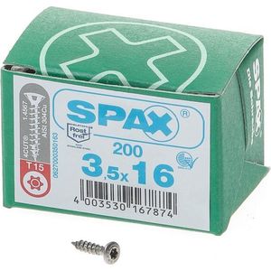 Spax Spaanplaatschroef lenskop RVS T-Star T15 3.5x16mm (per 200 stuks)
