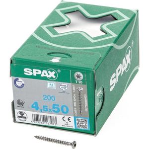 Spax Spaanplaatschroef lenskop RVS T-Star T20 4.5x50mm (per 200 stuks)