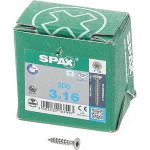 Spax universele schroeven T-STAR plus platkop voldraad RVS 3x16mm TX10 (200 Stuks)