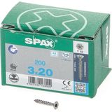 Spax Spaanplaatschroef platverzonken kop RVS T Star T10 voldraadx20mm (per 200 stuks)