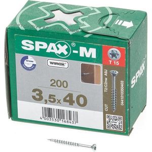 Spax-m MDF Spaanplaatschroef met boorpunt verzinkt T-Star T15 deeldraad 3.5x40mm (per 200 stuks)