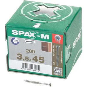 SPAX-M 441010350453 Schroef, Verzonken Kop, 3.5 X 45, Deeldraad, T-STAR Plus TX15 - WIROX - 200 Stuks