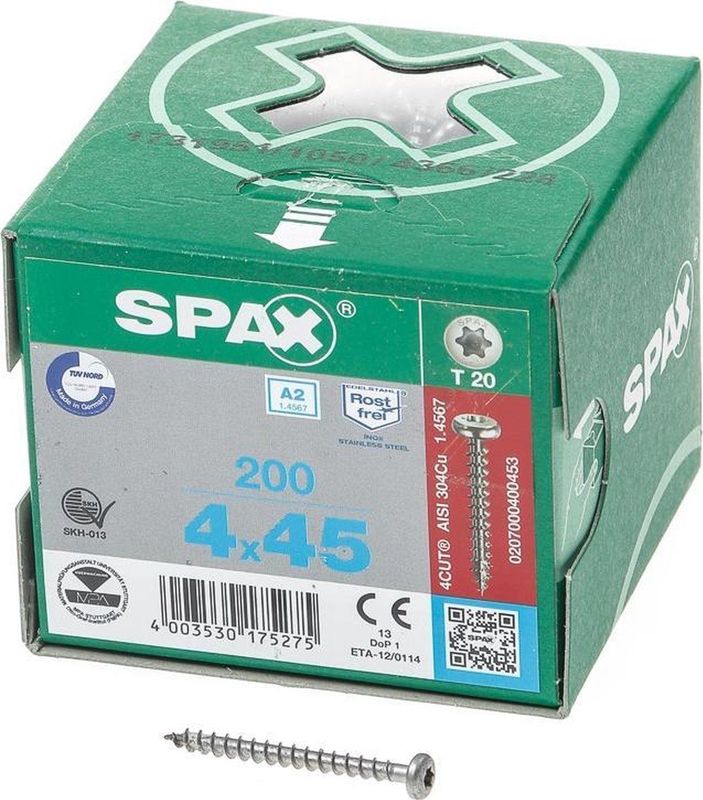 SPAX - Universele Schroeven - Halfronde Kop - Roestvrij A2 - 200 Stuks