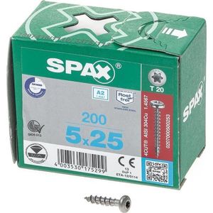 SPAX 0207000500253 Houtschroef 5 mm 25 mm T-STAR plus RVS A2 200 stuk(s)