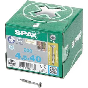 SPAX - Gevelschroeven - 200 Stuks - Roestvrij Staal A2 - Verzonken Lenskop