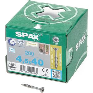 Spax Spaanplaatschroef met boorpunt RVS T20 deeldraadx45mm (per stuks)