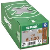 SPAX houtbouwschroef, 6,8 x 120 mm, 100 stuks, T-STAR plus, platte kop, gedeeltelijke schroefdraad, 4CUT, WIROX A3J, 251010601205