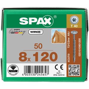 Spax Tellerkopf T-Star Plus T40 Vollgewinde Wirox 50St 8x120