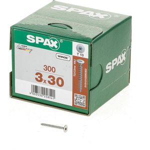 SPAX Achterwandschroef zonder lens 3.0x 30 Torx 10 Wirox Zilver Inhoud: 300 stuks