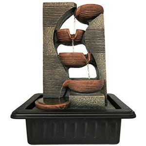 Dehner Kamerfontein stenen pot met LED-verlichting, ca. 40 x 23 x 31 cm, polyhars, grijs/bruin