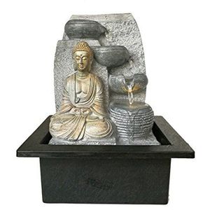 Dehner Kamerfontein stenen met LED-verlichting, ca. 25 x 17,5 x 21 cm, polyresin, grijs