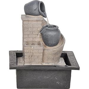 Dehner Kamerfontein Tatil met LED-verlichting, ca. 26 x 21 x 18,3 cm, polyresin, grijs/beige