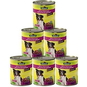 Dehner Lieblinge Hondenvoer voor senioren, lam en gevogelte, 6 x 800 g (4,8 kg)