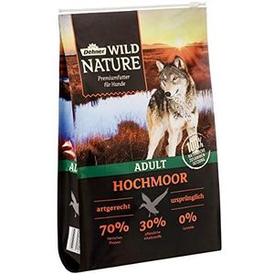 Dehner Wild Nature Droogvoer voor volwassen honden, hoog vleesgehalte, plantaardige ingrediënten, graanvrij, glutenvrij, suikervrij, 4 kg