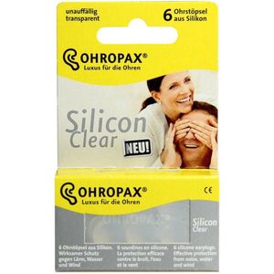 OHROPAX - SILICON CLEAR - Bouchons d'oreille -1 pack (6 pièces) - Bouchons pré-oreille réutilisables en silicone doux pour la peau - Protection contre l'eau pendant la natation, le bruit et le vent