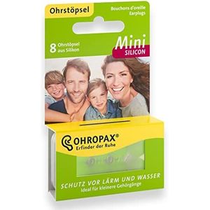 OHROPAX - Mini siliconen - 1 x 8 stuks - kleine herbruikbare voor-ear-oordopjes van huidvriendelijke siliconen - perfect voor mensen met kleinere gehoorgangen en kinderen