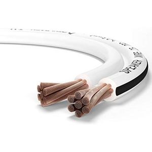 OEHLBACH Speaker Wire SP-25 - HI-FI stereo luidsprekerkabel, luidsprekerkabel met OFC (zuurstofvrij koper) 2 x 2,5 mm² mini-coil luidsprekerkabel - 20 m wit