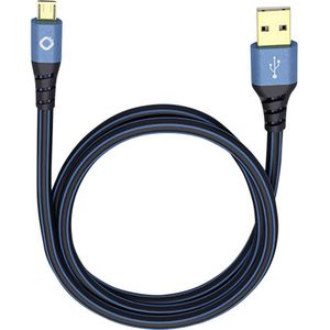 Oehlbach USB Plus Micro USB 2.0 [1x USB-A 2.0 stekker - 1x Micro-USB 2.0 B stekker] 5.00 m Blauw Vergulde steekcontacte