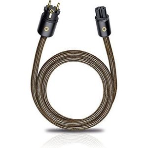 Oehlbach XXL Powercord High End Stroomkabel, Hpocc Netsnoer, Met 4Mm² Interne Geleiderdoorsnede & 2-Voudige Afscherming, Stekkertype C15 (Schuko) Op Cee7/7-75Cm, Sepia Bruin