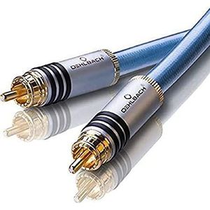 Oehlbach XXL Series 2 - High-End Stereo Audio RCA-kabel (Made in Germany, meerdere afscherming, HPOCC koper, RCA-stekker) - 2 x 50cm blauw