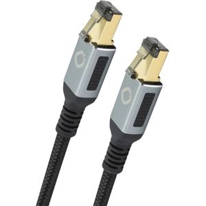 Oehlbach D1C13354 RJ45 Netwerkkabel, patchkabel CAT 8.1 3.00 m Zwart, Goud 1 stuk(s)