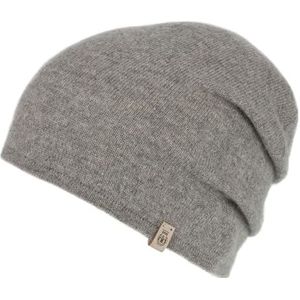 Roeckl Pure Cashmere beanie kasjmier muts wollen muts wintermuts oversized muts, grijs, 55/60 cm