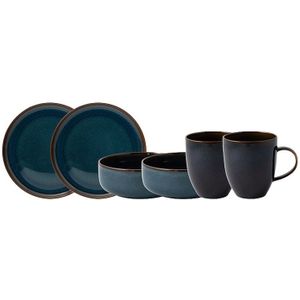 Villeroy & Boch Serviesset Crafted - Denim Blauw - 6-delig / 2 personen