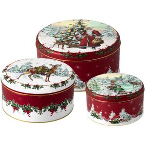 Villeroy & Boch - Winter Collage - Gebakjesdoos Set - Kleurrijk - 3-delig, Metaal, 19,7x9,4cm