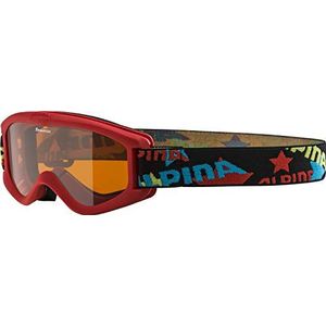 ALPINA Carvy 2.0 Skibril met anti-condens, extreem robuuste en onbreekbare skibril met 100% uv-bescherming voor kinderen, mat rood, eenheidsmaat