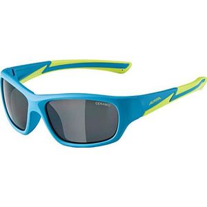 ALPINA FLEXXY KIDS - gespiegelde en onbreekbare zonnebril met 100% UV-bescherming voor kinderen, blauw-mat limoen, eenheidsmaat