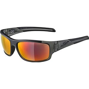 ALPINA TESTIDO Sport- en fietsbril met 100% uv-bescherming voor volwassenen, gespiegelde en onbreekbare sport- en fietsbril voor volwassenen, mat antraciet-zwart, eenheidsmaat