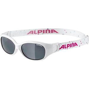 ALPINA FLEXXY KIDS - Flexibele en onbreekbare zonnebril met 100% UV-bescherming voor kinderen, wit-stippen gloss, eenheidsmaat