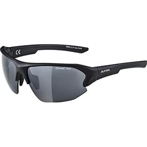 ALPINA LYRON HR Sport- en fietsbril met 100% uv-bescherming voor volwassenen, gespiegeld, zwart, eenheidsmaat