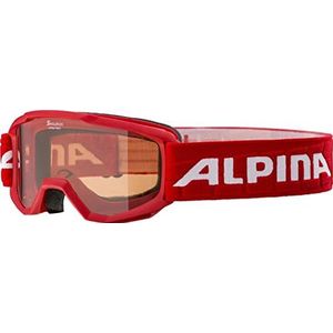 ALPINA Piney Skibril met anti-condens, extreem robuuste en onbreekbare skibril met 100% uv-bescherming voor kinderen, rood, eenheidsmaat
